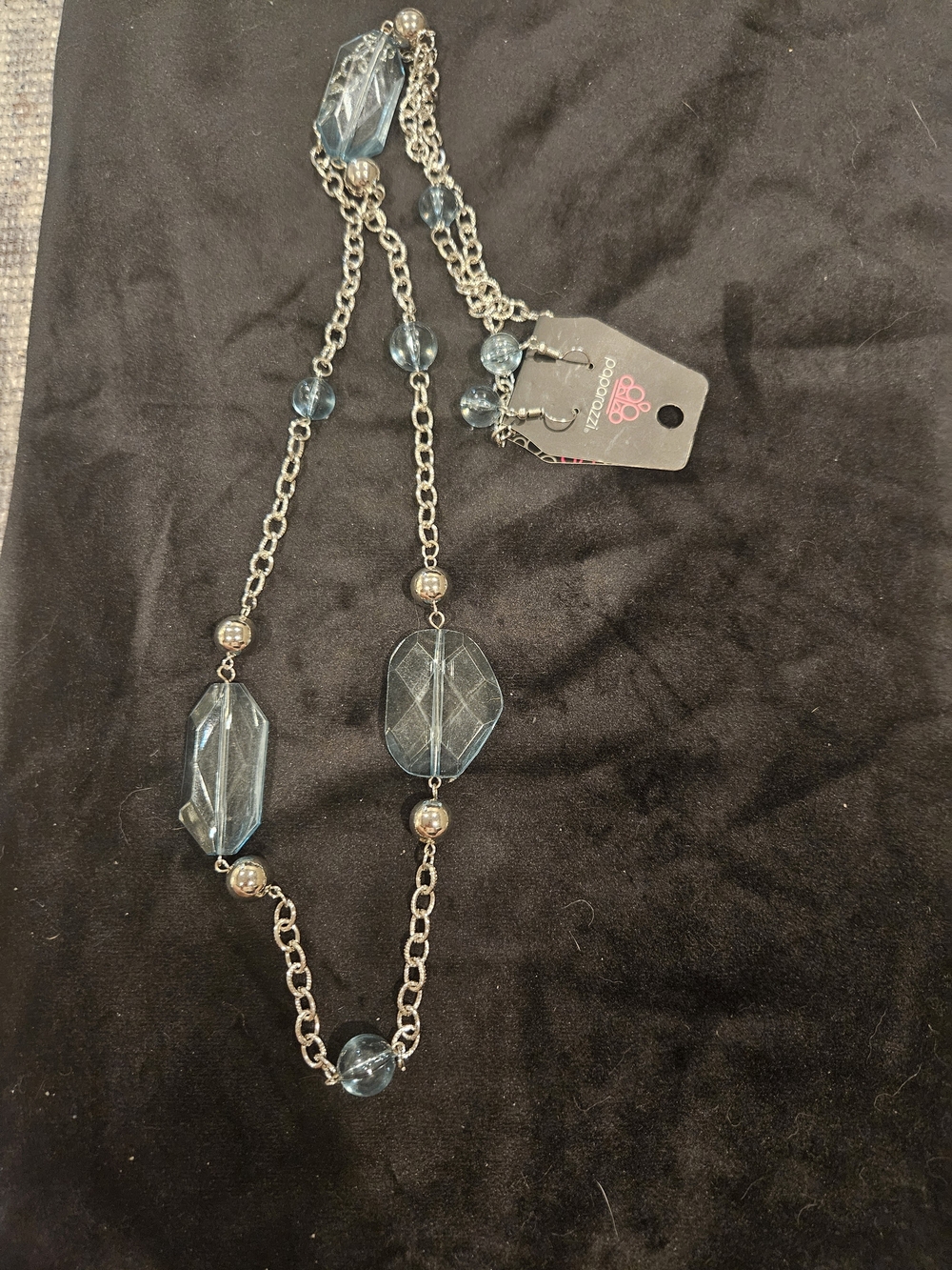 paparazzi Light Blue Faceted Bead Necklace with Silver Chain